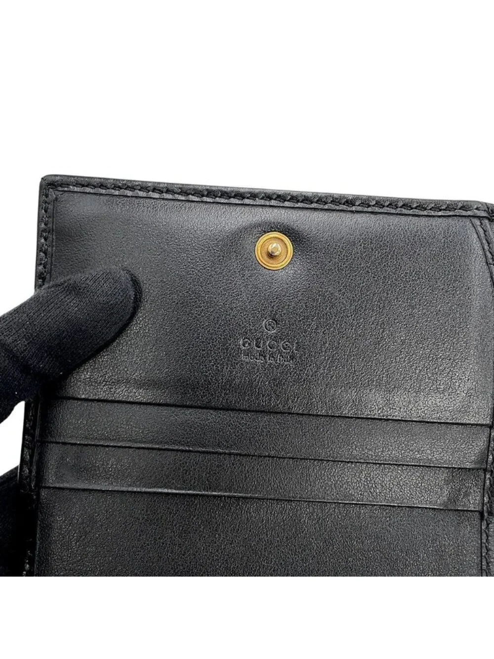★SOLD★ Gucci Bifold Wallet GG Marmont Compact Leather Double Black - Picture 9 of 10